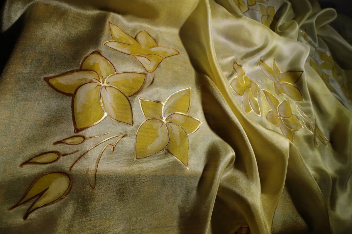 Květiny - žlutý hedvábný pléd