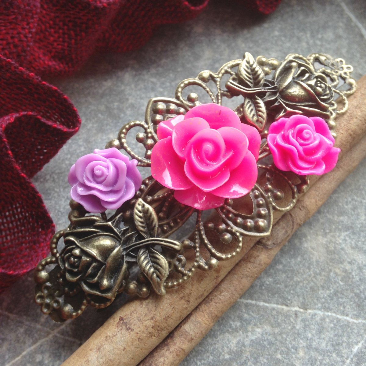 Francouzská sponka - růžičková