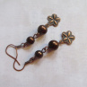 Náušnice Hnědé voskovky s kvítkem      (NA5844)