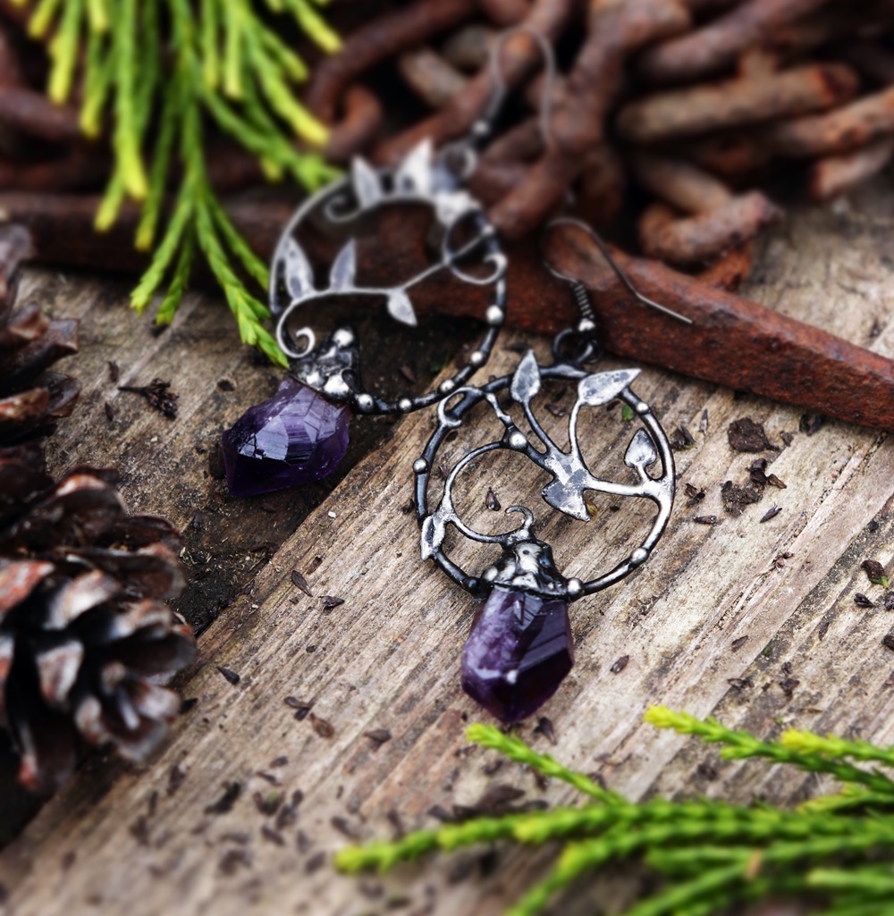 Náušnice - Amethyst Fairy