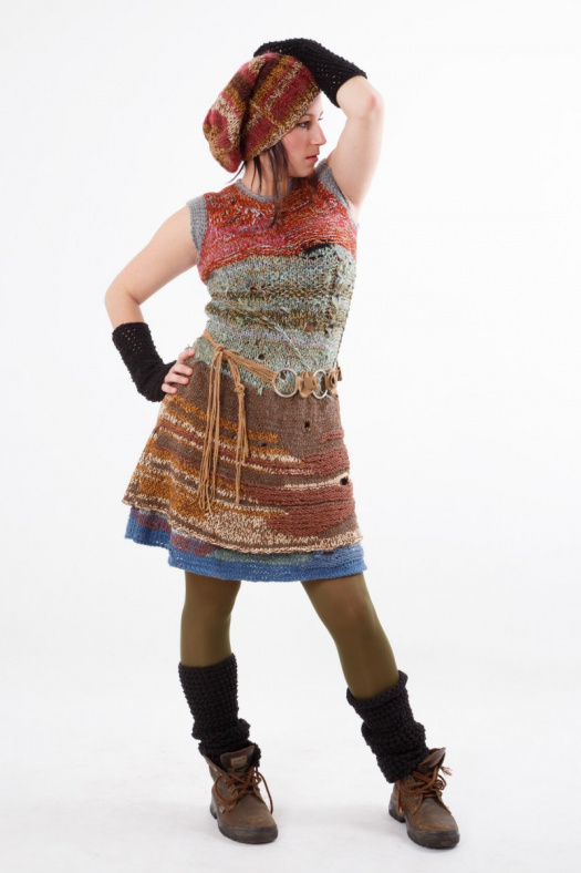 Šaty hnědé melír