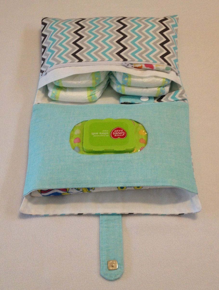 Plenkovník 4 v 1 - vlnky a mentolová, 4 kapsy