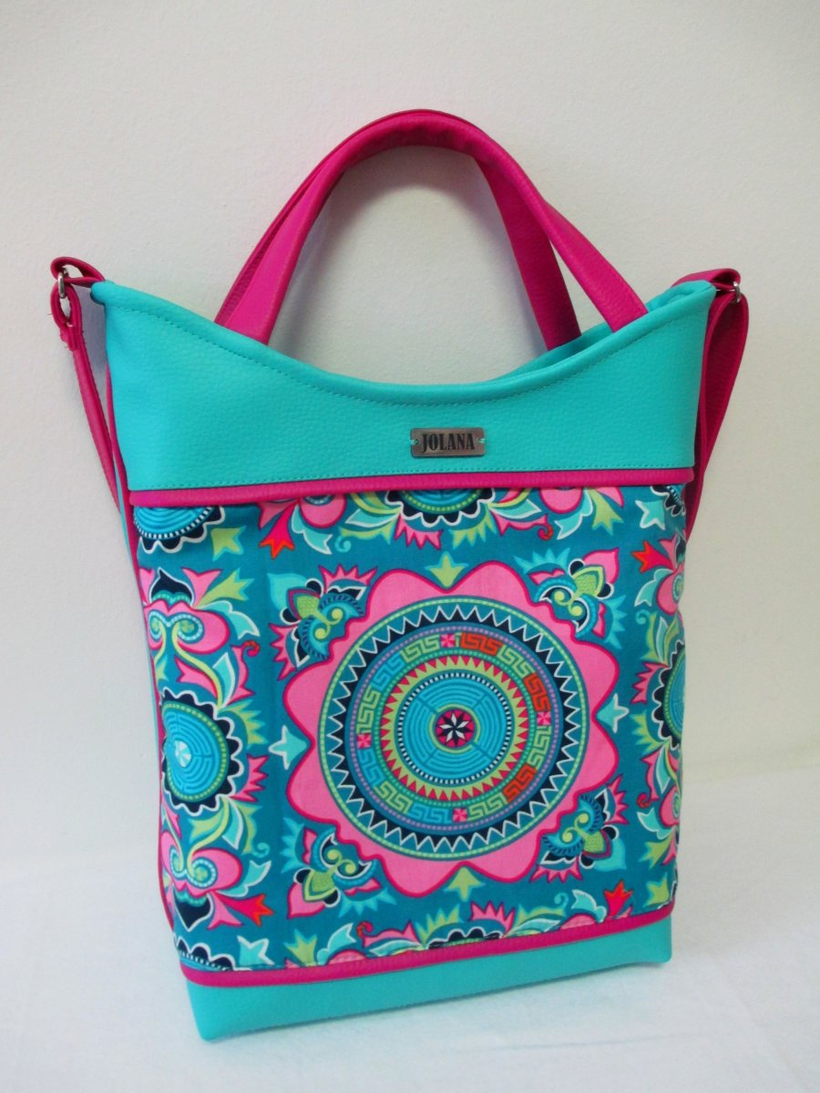 Kabelka- růžovo- tyrkysová