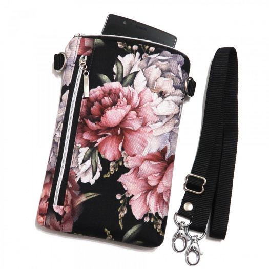 PIVOŇKY NA ČERNÉ - crossbody taštička
