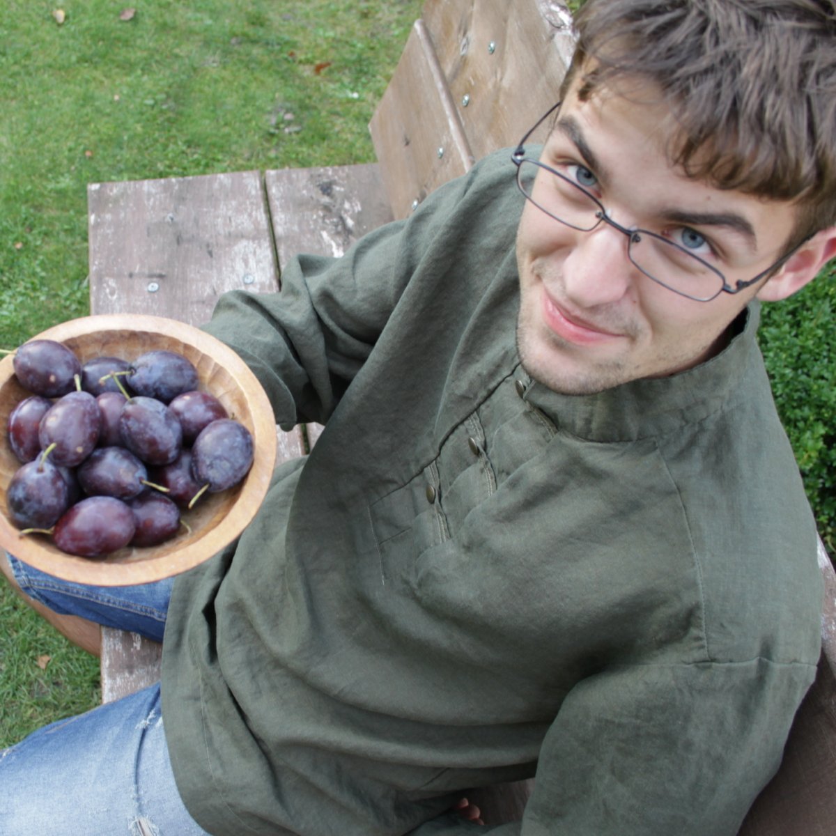 Khaki pánská košile lněná