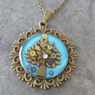 Stromeček pro štěstí tyrkysový, steampunk přívěsek