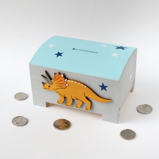 Pokladnička s dinosaurem - nápis na přání