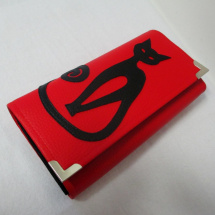 Klasická peněženka červená s kočkou