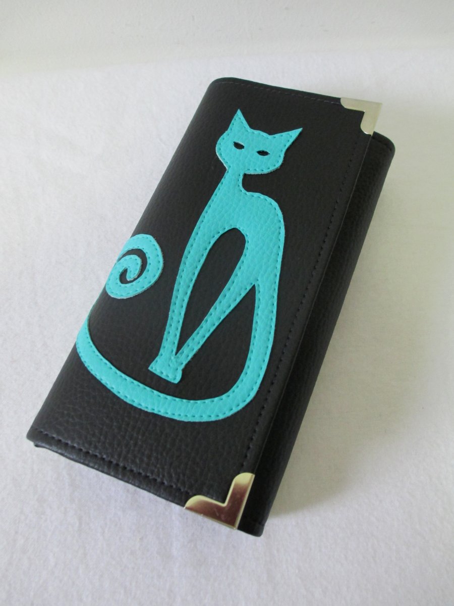 Klasická peněženka- tyrkysová kočka