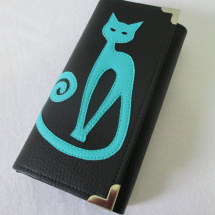 Klasická peněženka- tyrkysová kočka