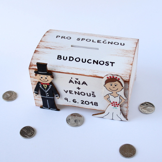 Svatební pokladnička s novomanželi střední 