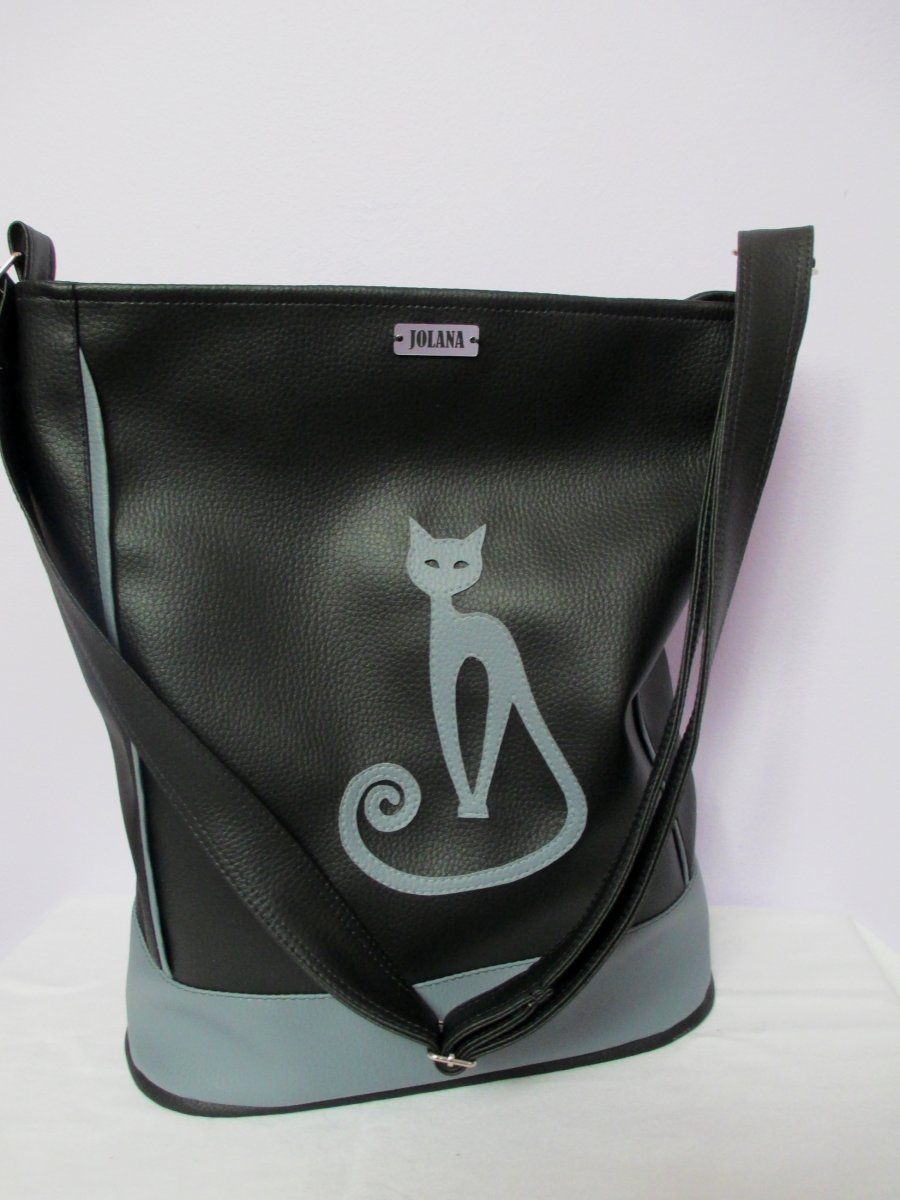 Kabelka šedá kočka