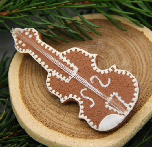 perníkové housle ... brož 4,5 cm