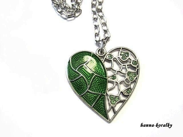 Řetízek - zelené srdce - srdíčko