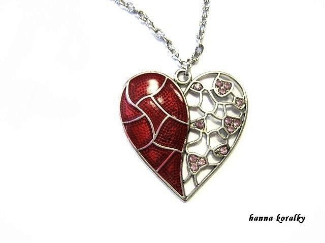 Řetízek - červené srdce - srdíčko