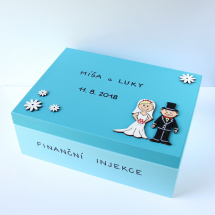 Svatební krabice s novomanželi - modrá