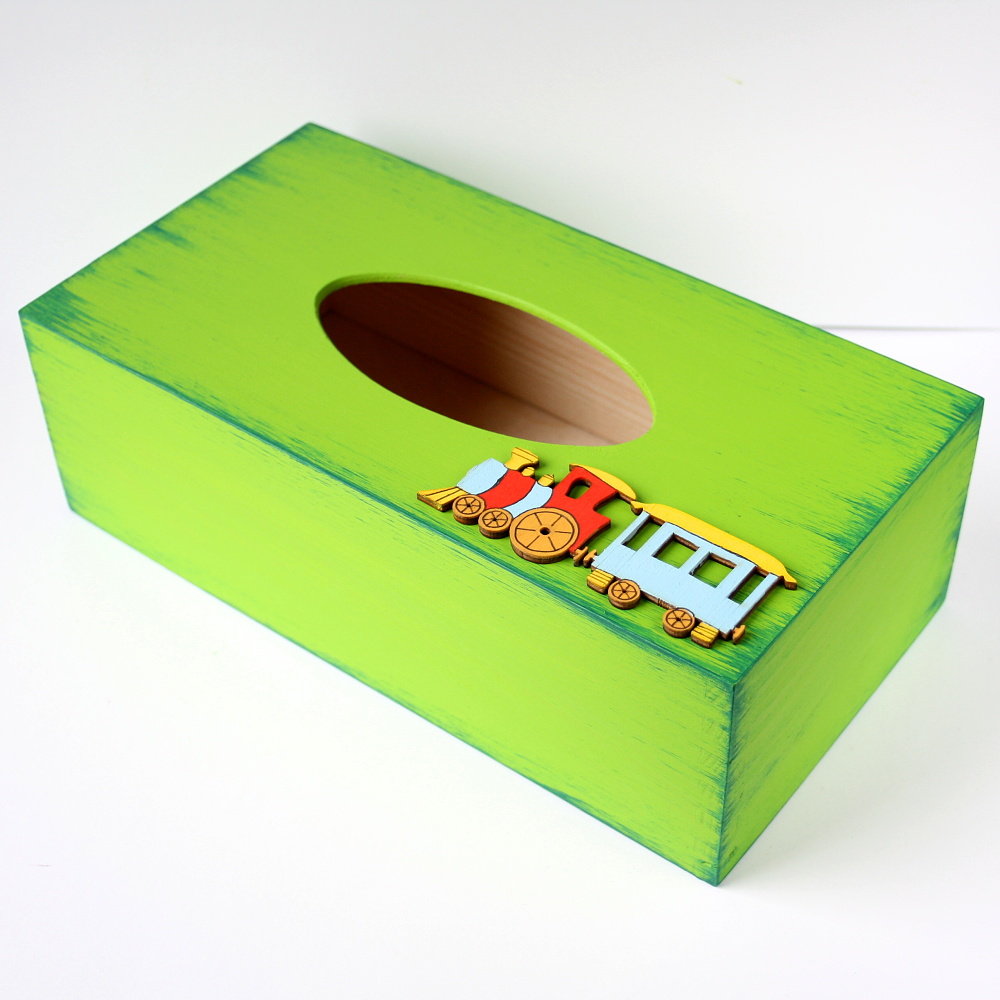 Krabička na kapesníky s vláčkem