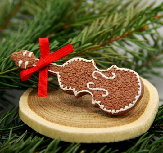 perníkové housle ... brož 4,5 cm