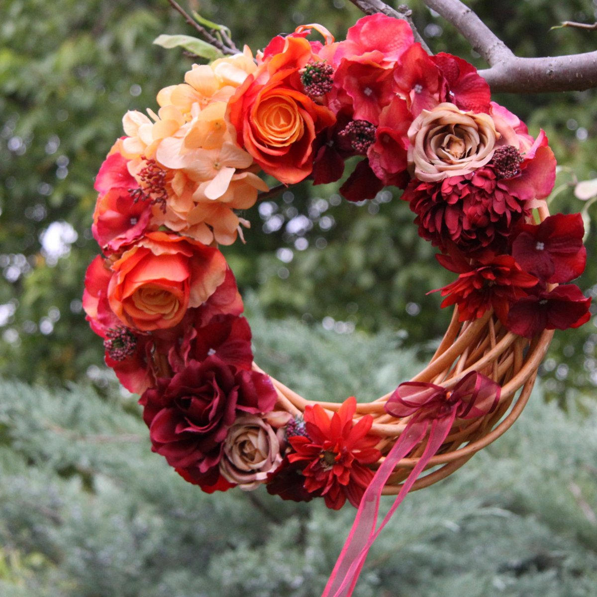 Ohnivý podzim_věnec na dveře