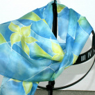 Hedvábná šála: Květy modro-žluté