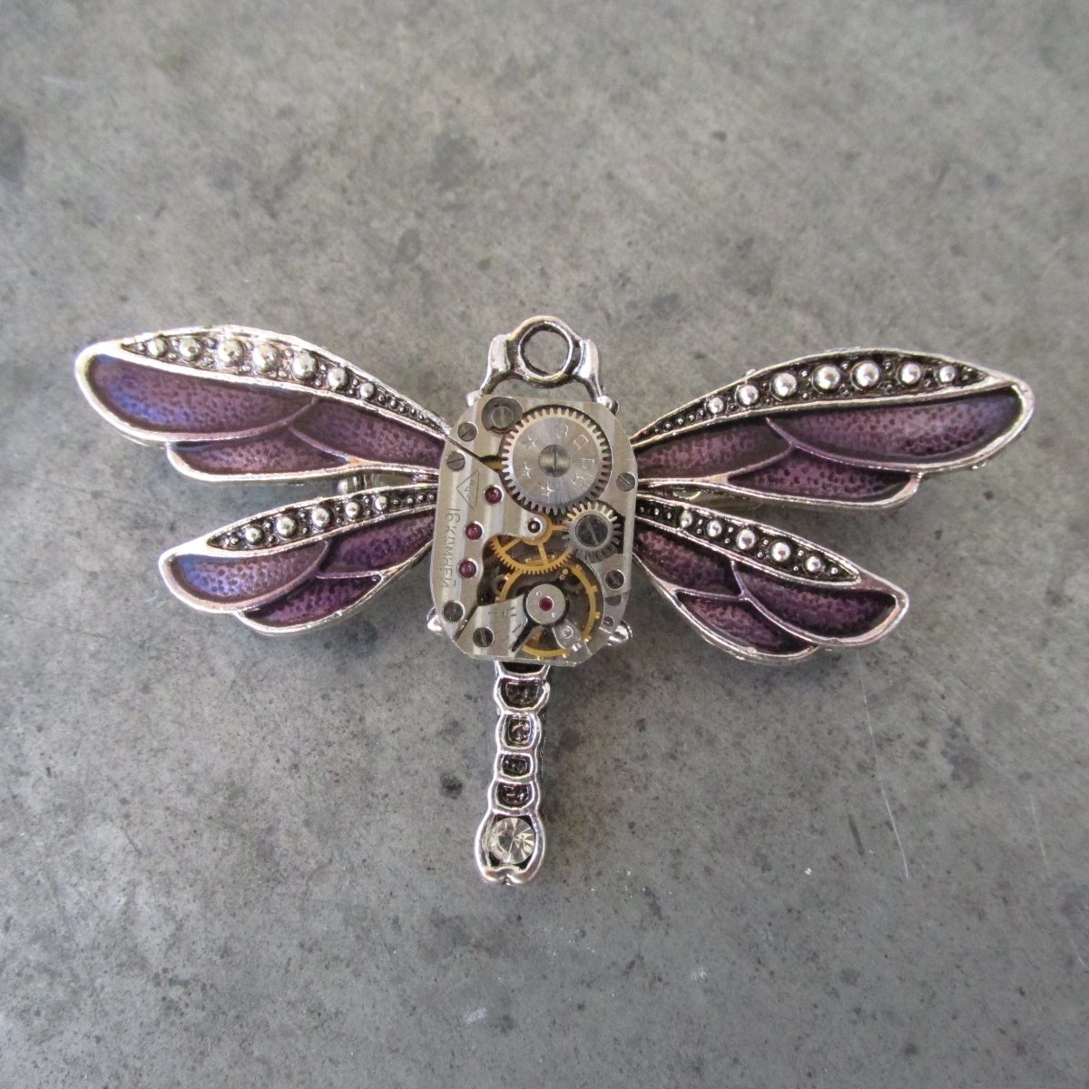 FIALOVÁ VÁŽKA - BROŽ, STEAMPUNK