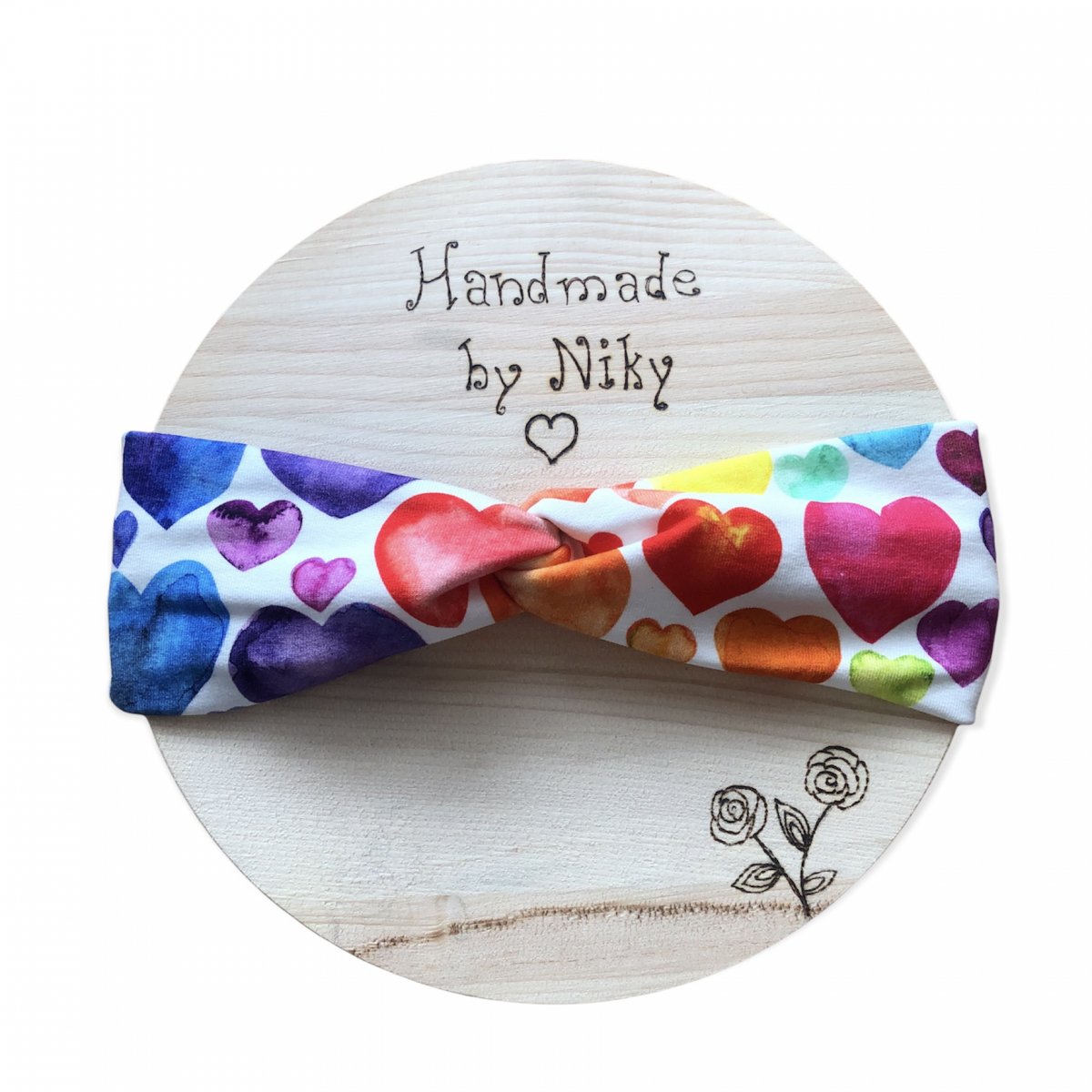 Dámská překřížená čelenka - srdíčka