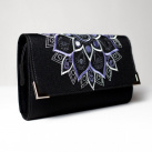 Vyšívaná peněženka - Fialová mandala na černé