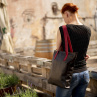 Kožená taška SHOPPER 7/38 - hnědá/červená