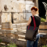 Kožená taška SHOPPER 7/38 - hnědá/červená