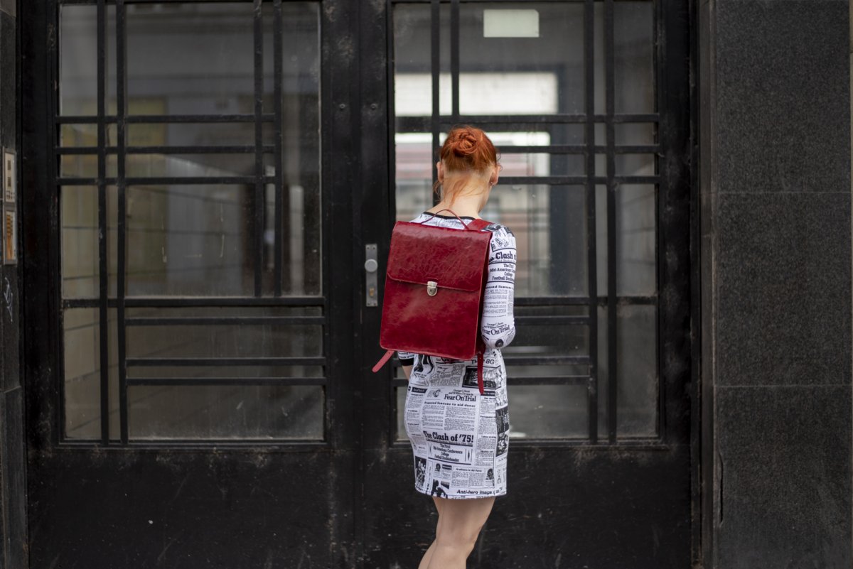 Kožený batoh - červený 