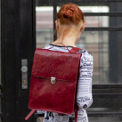 Kožený batoh - červený