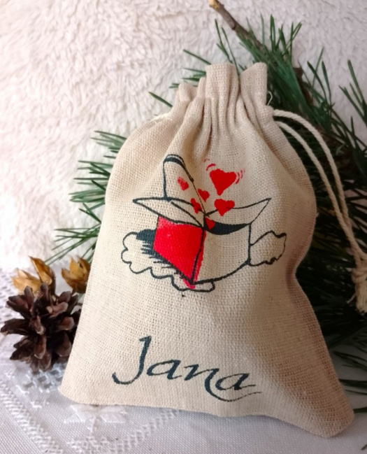 Malovaný dárkový pytlík - Jana