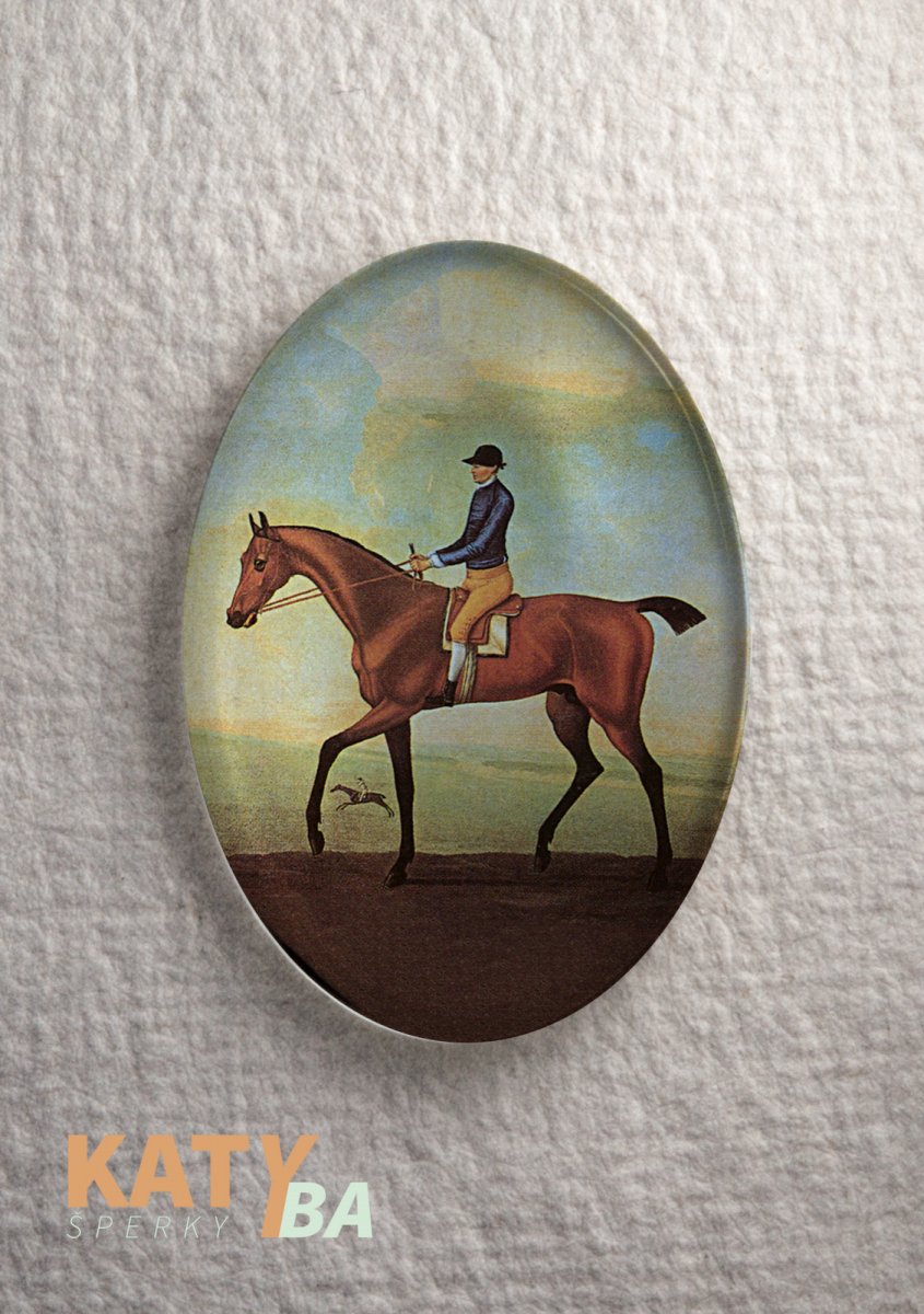 Kabošon 40 x 30 mm, koně - Jezdec