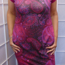 Šaty s kapsami - vínovo-fialový kašmírový vzor, velikost M - VELKÝ VÝPRODEJ
