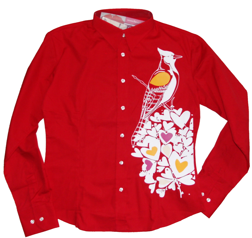 KOŠILE DÁMSKÁ DLOUHÝ RUKÁV pták a květin