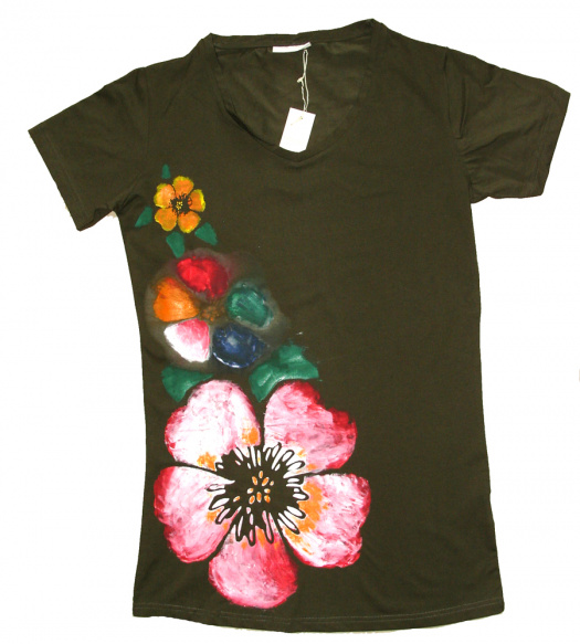 Dámské Dlouhé tričko s potiskem 3 květiny.