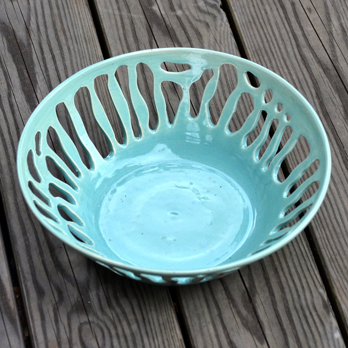 Keramická mísa děrovaná, tyrkysová