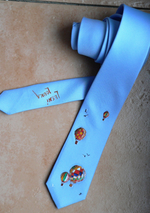 Malovaná kravata "Balónové nebe"