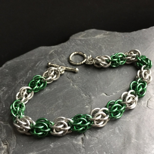  Kroužkované uzlíky green & silver