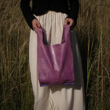 Kožená velká taška lila