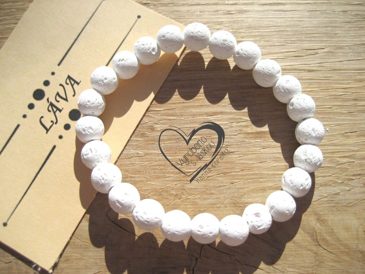 Náramek Láva bílá 8mm