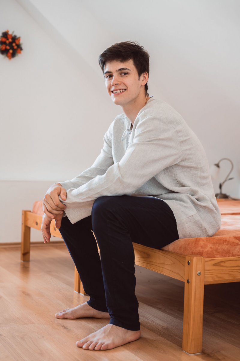 Chlapecká košile 100% len (vel.122-140)