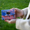 Peněženka ručně barvená - Modro-lososová
