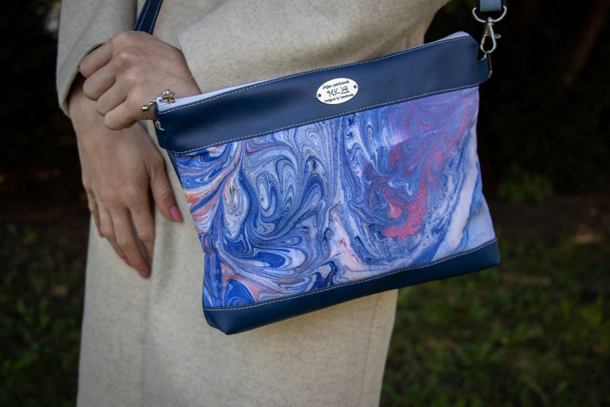 Kabelka Modrá s koženkou