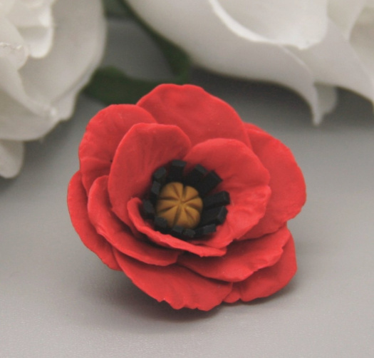 vlčí mák .. brož 3,5 cm