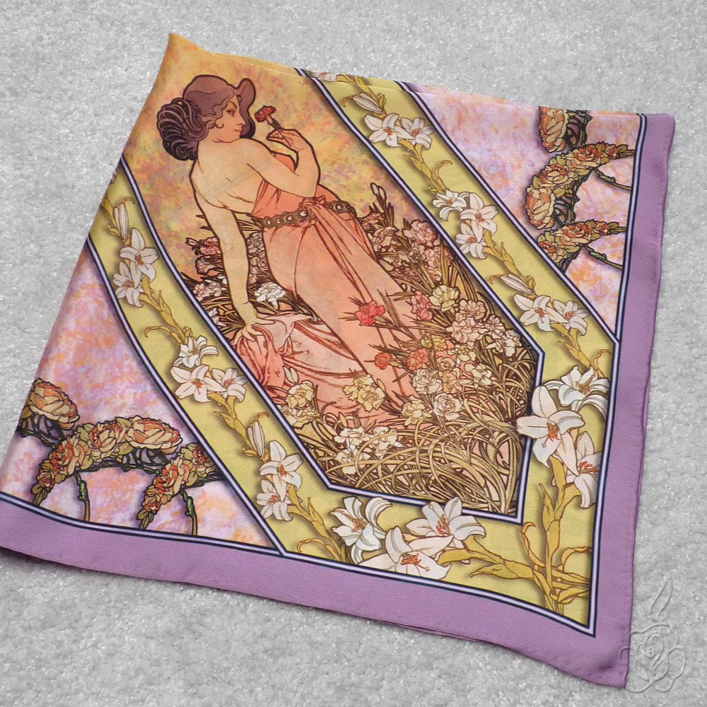 Saténový šátek Alfons Mucha - ll. jakost