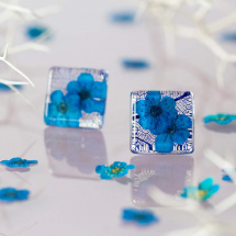 Modré náušnice s pravými květy