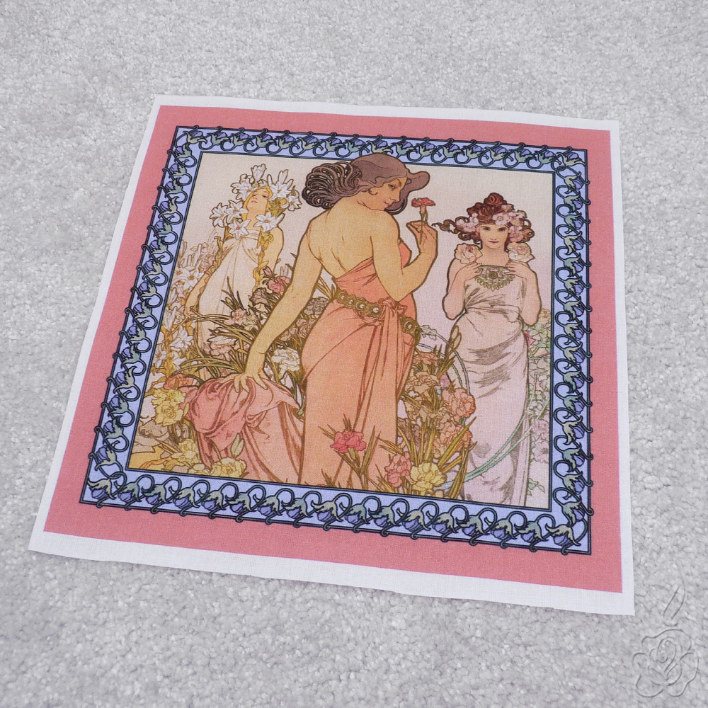 Bavlněný panel Alfons Mucha - Květiny