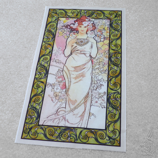 Velký bavlněný panel A.Mucha - Růže