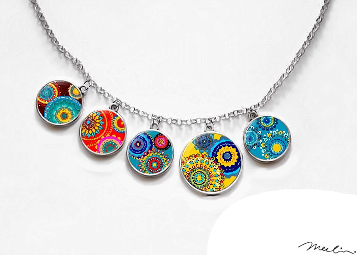 Boho Mandalas - náhrdelník - jednostranný
